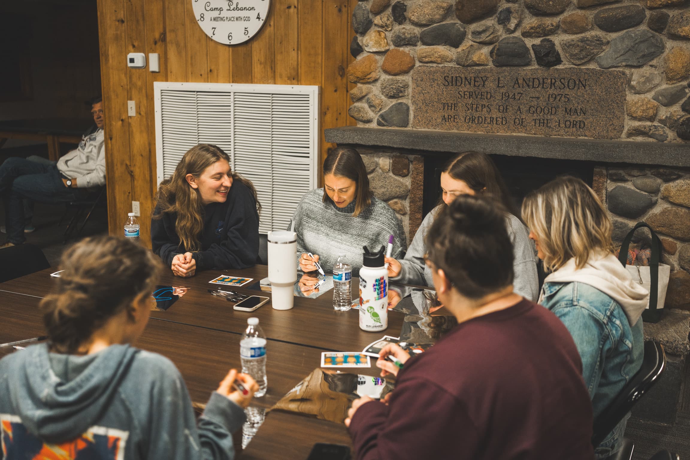 Friends playing games at retreat
